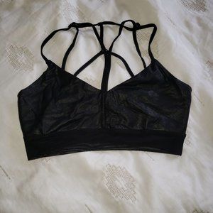 Never Worn Black Electric Yoga Sports Bra with mesh detailing and crossback